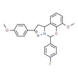 ChemSpider 2D Image | 5-(4-Fluorophenyl)-7-methoxy-2-(4-methoxyphenyl)-1,10b-dihydropyrazolo[1,5-c][1,3]benzoxazine | C24H21FN2O3