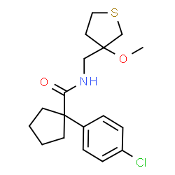 ChemSpider 2D Image | 1-(4-Chlorophenyl)-N-[(3-methoxytetrahydro-3-thiophenyl)methyl]cyclopentanecarboxamide | C18H24ClNO2S