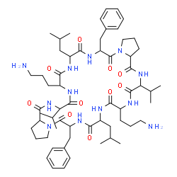 ChemSpider 2D Image | Cyclo(leucylphenylalanylprolylvalylornithylleucylphenylalanylprolylvalylornithyl) | C60H92N12O10
