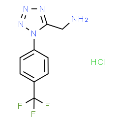 ChemSpider 2D Image | 1-{1-[4-(Trifluoromethyl)phenyl]-1H-tetrazol-5-yl}methanamine hydrochloride (1:1) | C9H9ClF3N5