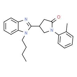 ChemSpider 2D Image | 4-(1-Butyl-1H-benzimidazol-2-yl)-1-(2-methylphenyl)-2-pyrrolidinone | C22H25N3O