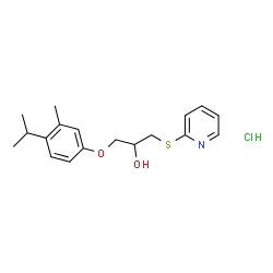 ChemSpider 2D Image | 1-(4-Isopropyl-3-methylphenoxy)-3-(2-pyridinylsulfanyl)-2-propanol hydrochloride (1:1) | C18H24ClNO2S