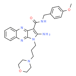 ChemSpider 2D Image | 2-Amino-N-(4-methoxybenzyl)-1-[3-(4-morpholinyl)propyl]-1H-pyrrolo[2,3-b]quinoxaline-3-carboxamide | C26H30N6O3