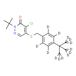 ChemSpider 2D Image | 4-Chloro-2-(2-methyl-2-propanyl)-5-[({4-[2-(~2~H_3_)methyl(~2~H_6_)-2-propanyl](~2~H_4_)phenyl}methyl)sulfanyl]-3(2H)-pyridazinone | C19H12D13ClN2OS