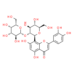 ChemSpider 2D Image | (1S)-1,5-Anhydro-1-[2-(3,4-dihydroxyphenyl)-5,7-dihydroxy-4-oxo-4H-chromen-8-yl]-2-O-beta-L-galactopyranosyl-D-glucitol | C27H30O16