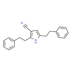 ChemSpider 2D Image | 2,5-Bis(2-phenylethyl)-1H-pyrrole-3-carbonitrile | C21H20N2