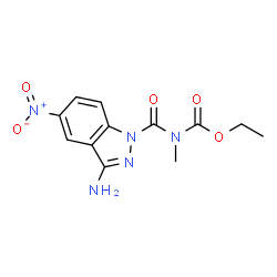 ChemSpider 2D Image | Ethyl (3-amino-5-nitro-1H-indazole-1-carbonyl)(methyl)carbamate | C12H13N5O5