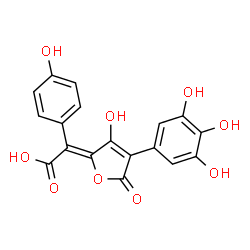 ChemSpider 2D Image | (2Z)-[3-Hydroxy-5-oxo-4-(3,4,5-trihydroxyphenyl)-2(5H)-furanylidene](4-hydroxyphenyl)acetic acid | C18H12O9