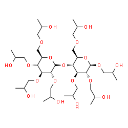 ChemSpider 2D Image | 2-Hydroxypropyl 2,3,6-tris-O-(2-hydroxypropyl)-4-O-[2,3,4,6-tetrakis-O-(2-hydroxypropyl)-alpha-D-glucopyranosyl]-beta-D-glucopyranoside | C36H70O19