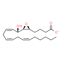 ChemSpider 2D Image | 4-{(2S,3R)-3-[(1S,2Z,5Z,8Z)-1-Hydroxy-2,5,8-tetradecatrien-1-yl]-2-oxiranyl}butanoate | C20H31O4