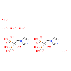 ChemSpider 2D Image | [1-Hydroxy-2-(1H-imidazol-1-yl)-1,1-ethanediyl]bis(phosphonic acid) hydrate (2:5) | C10H30N4O19P4