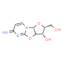 ChemSpider 2D Image | (2R,3S,9aR)-2-(Hydroxymethyl)-6-imino-2,3,3a,9a-tetrahydro-6H-furo[2',3':4,5][1,3]oxazolo[3,2-a]pyrimidin-3-ol | C9H11N3O4