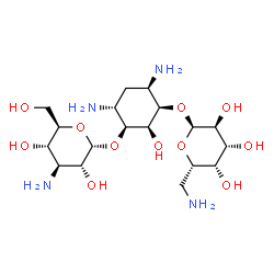 ChemSpider 2D Image | (1R,2S,3S,4R,6R)-4,6-Diamino-3-[(3-amino-3-deoxy-alpha-D-glucopyranosyl)oxy]-2-hydroxycyclohexyl 6-amino-6-deoxy-alpha-L-galactopyranoside | C18H36N4O11