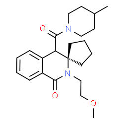 ChemSpider 2D Image | 2'-(2-Methoxyethyl)-4'-[(4-methyl-1-piperidinyl)carbonyl]-2'H-spiro[cyclopentane-1,3'-isoquinolin]-1'(4'H)-one | C23H32N2O3