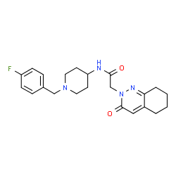 ChemSpider 2D Image | N-[1-(4-Fluorobenzyl)-4-piperidinyl]-2-(3-oxo-5,6,7,8-tetrahydro-2(3H)-cinnolinyl)acetamide | C22H27FN4O2