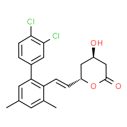 ChemSpider 2D Image | (4R,6S)-6-[(E)-2-(3',4'-Dichloro-3,5-dimethyl-2-biphenylyl)vinyl]-4-hydroxytetrahydro-2H-pyran-2-one | C21H20Cl2O3