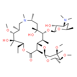 ChemSpider 2D Image | (2R,3R,4R,5S,8R,10R,11R,12S,13S,14R)-2-Ethyl-3,10-dihydroxy-4-methoxy-3,5,7,8,10,12,14-heptamethyl-15-oxo-11-{[3,4,6-trideoxy-3-(dimethylamino)-beta-D-ribo-hexopyranosyl]oxy}-1-oxa-7-azacyclopentadeca
n-13-yl 2,6-dideoxy-3-C-methyl-3,4-di-O-methyl-beta-D-lyxo-hexopyranoside | C40H76N2O12