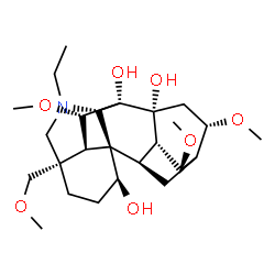 ChemSpider 2D Image | (1alpha,6beta,9alpha,14alpha,16beta)-20-Ethyl-6,14,16-trimethoxy-4-(methoxymethyl)aconitane-1,7,8-triol | C25H41NO7