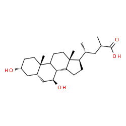 ChemSpider 2D Image | (4R)-4-[(3R,5S,7S,8R,10S,13R,17R)-3,7-Dihydroxy-10,13-dimethylhexadecahydro-1H-cyclopenta[a]phenanthren-17-yl]-2-methylpentanoic acid | C25H42O4