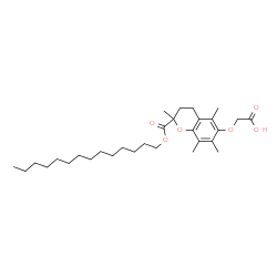 ChemSpider 2D Image | ({2,5,7,8-Tetramethyl-2-[(tetradecyloxy)carbonyl]-3,4-dihydro-2H-chromen-6-yl}oxy)acetic acid | C30H48O6