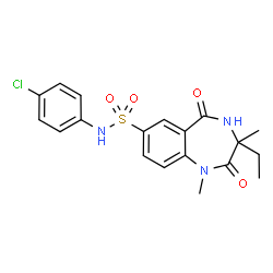 ChemSpider 2D Image | N-(4-Chlorophenyl)-3-ethyl-1,3-dimethyl-2,5-dioxo-2,3,4,5-tetrahydro-1H-1,4-benzodiazepine-7-sulfonamide | C19H20ClN3O4S