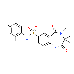 ChemSpider 2D Image | N-(2,4-Difluorophenyl)-3-ethyl-3,4-dimethyl-2,5-dioxo-2,3,4,5-tetrahydro-1H-1,4-benzodiazepine-7-sulfonamide | C19H19F2N3O4S