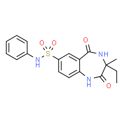 ChemSpider 2D Image | 3-Ethyl-3-methyl-2,5-dioxo-N-phenyl-2,3,4,5-tetrahydro-1H-1,4-benzodiazepine-7-sulfonamide | C18H19N3O4S
