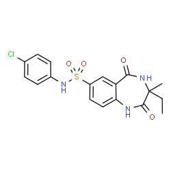 ChemSpider 2D Image | N-(4-Chlorophenyl)-3-ethyl-3-methyl-2,5-dioxo-2,3,4,5-tetrahydro-1H-1,4-benzodiazepine-7-sulfonamide | C18H18ClN3O4S