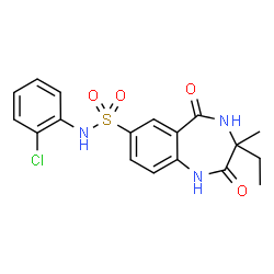 ChemSpider 2D Image | N-(2-Chlorophenyl)-3-ethyl-3-methyl-2,5-dioxo-2,3,4,5-tetrahydro-1H-1,4-benzodiazepine-7-sulfonamide | C18H18ClN3O4S