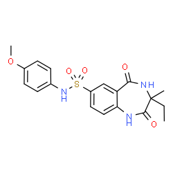 ChemSpider 2D Image | 3-Ethyl-N-(4-methoxyphenyl)-3-methyl-2,5-dioxo-2,3,4,5-tetrahydro-1H-1,4-benzodiazepine-7-sulfonamide | C19H21N3O5S