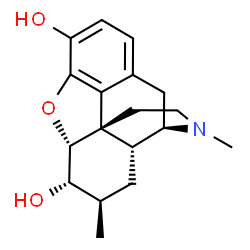ChemSpider 2D Image | (5alpha,6alpha,7beta)-7,17-Dimethyl-4,5-epoxymorphinan-3,6-diol | C18H23NO3