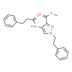 ChemSpider 2D Image | Methyl 1-(2-phenylethyl)-4-[(3-phenylpropanoyl)amino]-1H-pyrazole-3-carboxylate | C22H23N3O3