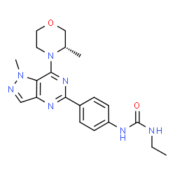 ChemSpider 2D Image | 1-Ethyl-3-(4-{1-methyl-7-[(3S)-3-methyl-4-morpholinyl]-1H-pyrazolo[4,3-d]pyrimidin-5-yl}phenyl)urea | C20H25N7O2