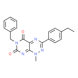 ChemSpider 2D Image | 6-Benzyl-3-(4-ethylphenyl)-1-methylpyrimido[5,4-e][1,2,4]triazine-5,7(1H,6H)-dione | C21H19N5O2
