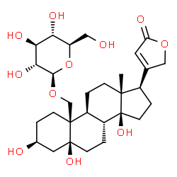 ChemSpider 2D Image | (3beta,5beta)-19-(beta-D-Glucopyranosyloxy)-3,5,14-trihydroxycard-20(22)-enolide | C29H44O11