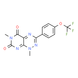 ChemSpider 2D Image | 1,6-Dimethyl-3-[4-(trifluoromethoxy)phenyl]pyrimido[5,4-e][1,2,4]triazine-5,7(1H,6H)-dione | C14H10F3N5O3