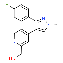 ChemSpider 2D Image | {4-[3-(4-Fluorophenyl)-1-methyl-1H-pyrazol-4-yl]-2-pyridinyl}methanol | C16H14FN3O