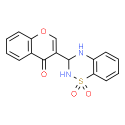 ChemSpider 2D Image | 3-(1,1-Dioxido-3,4-dihydro-2H-1,2,4-benzothiadiazin-3-yl)-4H-chromen-4-one | C16H12N2O4S