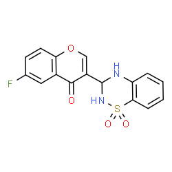 ChemSpider 2D Image | 3-(1,1-Dioxido-3,4-dihydro-2H-1,2,4-benzothiadiazin-3-yl)-6-fluoro-4H-chromen-4-one | C16H11FN2O4S
