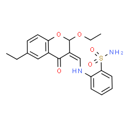 ChemSpider 2D Image | 2-{[(Z)-(2-Ethoxy-6-ethyl-4-oxo-2H-chromen-3(4H)-ylidene)methyl]amino}benzenesulfonamide | C20H22N2O5S