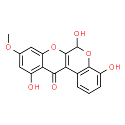 ChemSpider 2D Image | 4,6,11-Trihydroxy-9-methoxychromeno[3,4-b]chromen-12(6H)-one | C17H12O7