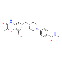 ChemSpider 2D Image | 4-{4-[(8-Methoxy-2-methyl-3-oxo-3,4-dihydro-2H-1,4-benzoxazin-6-yl)methyl]-1-piperazinyl}-N-methylbenzamide | C23H28N4O4
