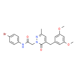 ChemSpider 2D Image | N-(4-Bromophenyl)-2-[5-(3,5-dimethoxybenzyl)-3-methyl-6-oxo-1(6H)-pyridazinyl]acetamide | C22H22BrN3O4