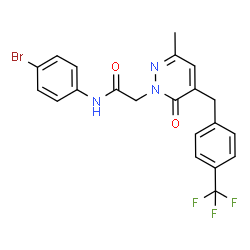 ChemSpider 2D Image | N-(4-Bromophenyl)-2-{3-methyl-6-oxo-5-[4-(trifluoromethyl)benzyl]-1(6H)-pyridazinyl}acetamide | C21H17BrF3N3O2