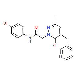 ChemSpider 2D Image | N-(4-Bromophenyl)-2-[3-methyl-6-oxo-5-(3-pyridinylmethyl)-1(6H)-pyridazinyl]acetamide | C19H17BrN4O2