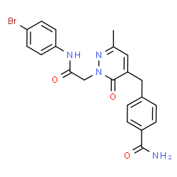 ChemSpider 2D Image | 4-[(2-{2-[(4-Bromophenyl)amino]-2-oxoethyl}-6-methyl-3-oxo-2,3-dihydro-4-pyridazinyl)methyl]benzamide | C21H19BrN4O3