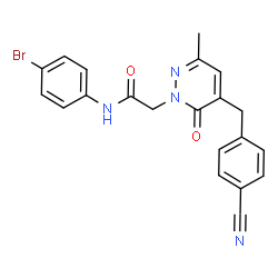 ChemSpider 2D Image | N-(4-Bromophenyl)-2-[5-(4-cyanobenzyl)-3-methyl-6-oxo-1(6H)-pyridazinyl]acetamide | C21H17BrN4O2