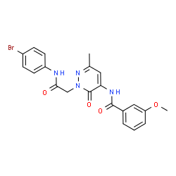ChemSpider 2D Image | N-(2-{2-[(4-Bromophenyl)amino]-2-oxoethyl}-6-methyl-3-oxo-2,3-dihydro-4-pyridazinyl)-3-methoxybenzamide | C21H19BrN4O4