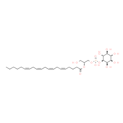ChemSpider 2D Image | (2R)-1-Hydroxy-3-[(hydroxy{[(1S,2R,3R,4S,5S,6R)-2,3,4,5,6-pentahydroxycyclohexyl]oxy}phosphoryl)oxy]-2-propanyl (5Z,8Z,11Z,14Z)-5,8,11,14-icosatetraenoate | C29H49O12P