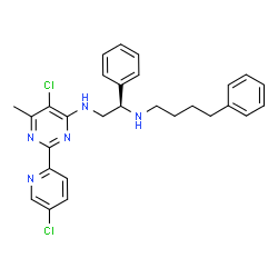 ChemSpider 2D Image | (1R)-N~2~-[5-Chloro-2-(5-chloro-2-pyridinyl)-6-methyl-4-pyrimidinyl]-1-phenyl-N~1~-(4-phenylbutyl)-1,2-ethanediamine | C28H29Cl2N5